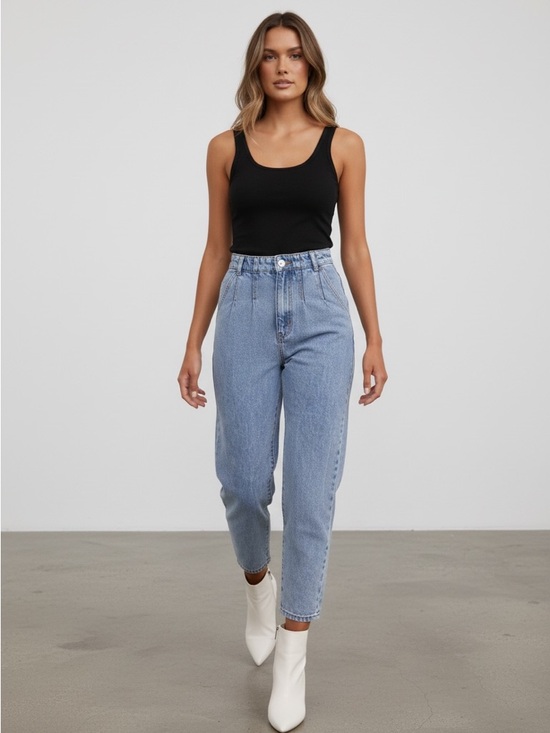 Astr Denim - Astr Light Blue Boyfriend Jeans with Paperbag Waist